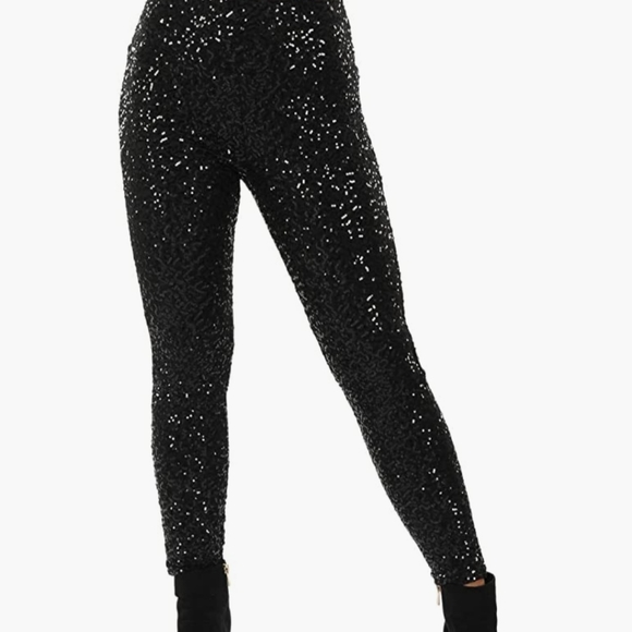 Pants - Sequined black leggings